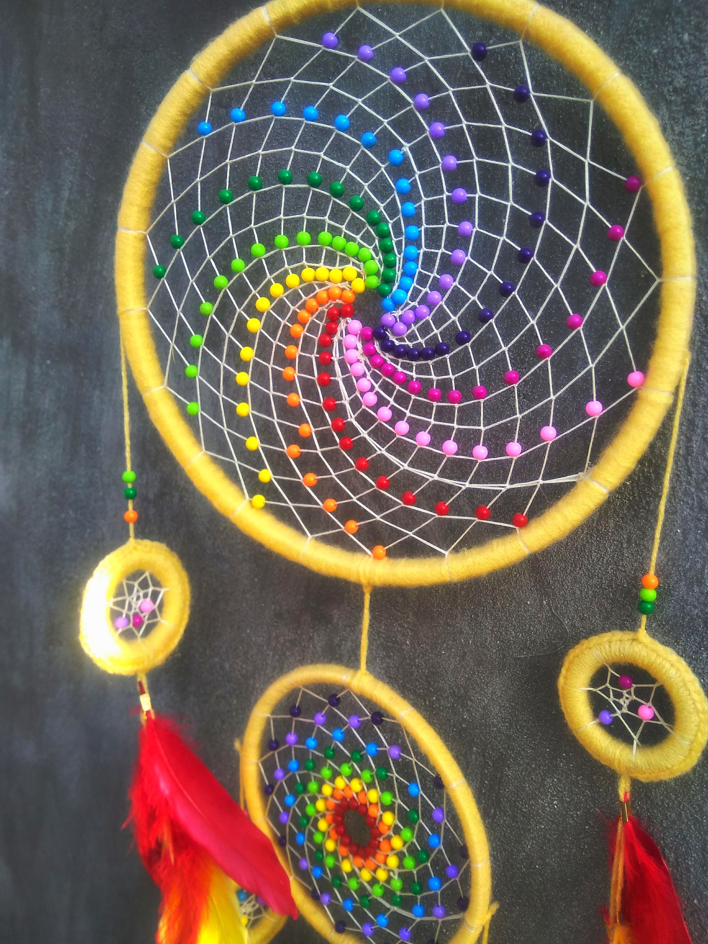 Large Long Dream Catcher Rainbow Multicolor Wall Etsy 