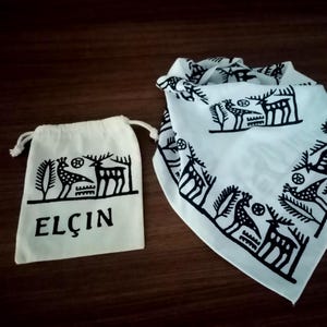 Hitit pattern bandanas, unique design, Anatolian scarf, gift for history lover, image 7