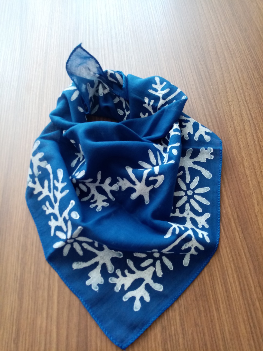 Blue White Floral Bandana, Cotton Headbands for Men, Summer Gift, Women ...