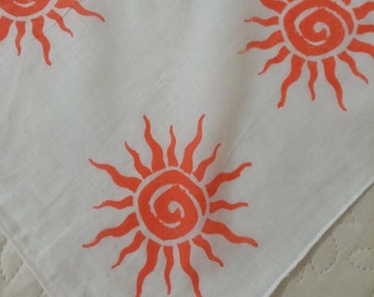 Sun shine bandana, white cotton bandana,boho summer headbands, white scarf, hankerchief bandana, men scarf, bandana women, gift for her