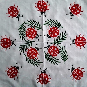 Ladybug Print Cotton Bandana, Cute Hair Bandana, Small Scarf for Women,