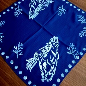 Custom color horse print bandana, western cowboy neck scarf, cowboy bandana, cowgirl scarf, made to order, western bandana, gift for cowgirl image 8
