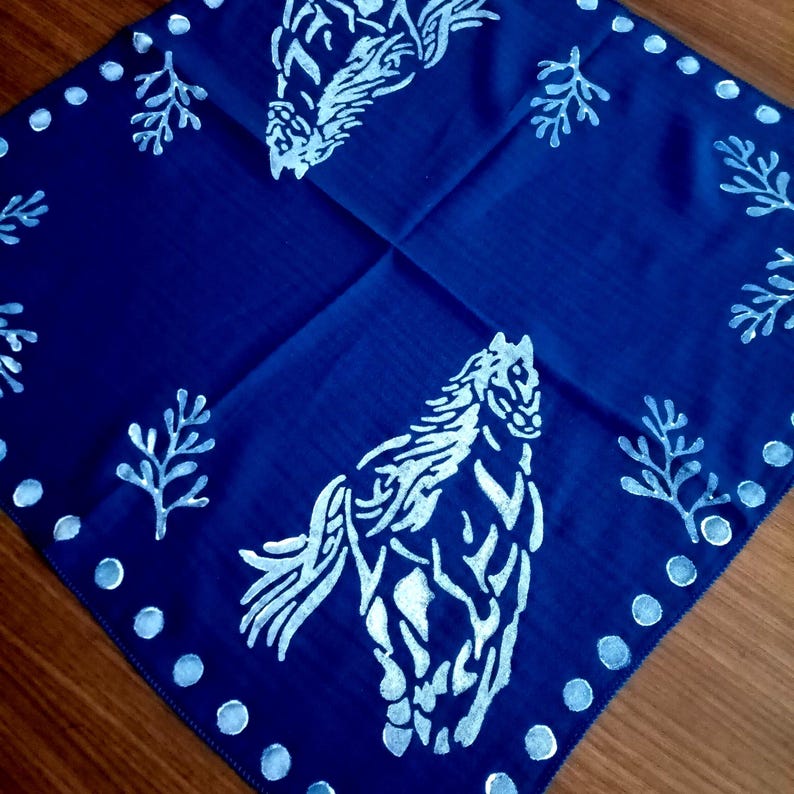 Custom color horse print bandana, western cowboy neck scarf, cowboy bandana, cowgirl scarf, made to order, western bandana, gift for cowgirl image 8