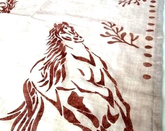 Cotton horse print bandana, riding scarf, cowboy kerchief , Equestrian accesory, western style hair wrap, cowgirl headband, ranch wear,
