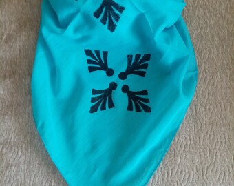 Blue cotton bandana scarf, boho Neck scarf, cotton headbands, block print wrap