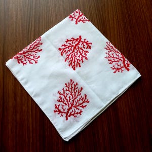 Cotton Red coral bandana, hippie headbands, woman accessories, unisex hair scarf, image 1