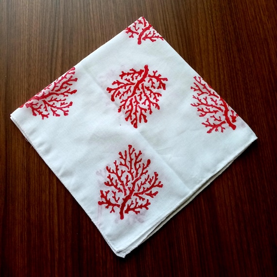 Cotton Red coral bandana, hippie headbands, woman accessories, unisex hair scarf,
