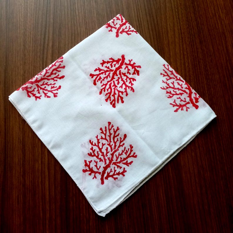 Cotton Red coral bandana, hippie headbands, woman accessories, unisex hair scarf, image 1