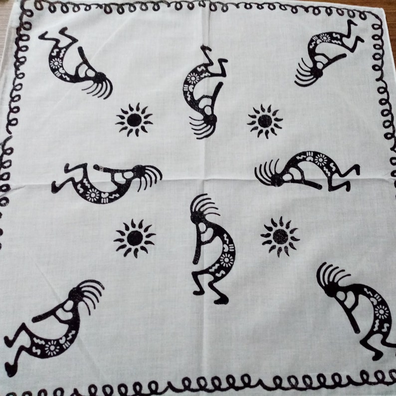 Kokopelli bandana, Southwest scarf, mythologic gift,native American,ancient mythology, boho chic vibes image 3