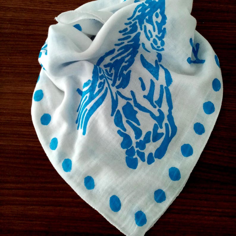 Custom color horse print bandana, western cowboy neck scarf, cowboy bandana, cowgirl scarf, made to order, western bandana, gift for cowgirl image 4