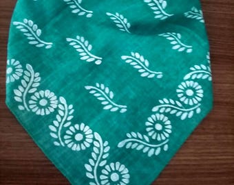 Floral Green headband, bandana for women, cotton indian print scarf,