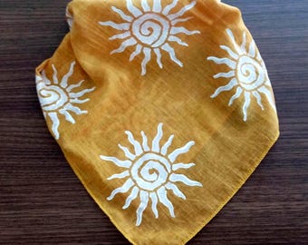 Sun shine bandana, Yellow cotton bandana,boho spring headbands, yellow scarf, hankerchief bandana, men scarf, bandana women,