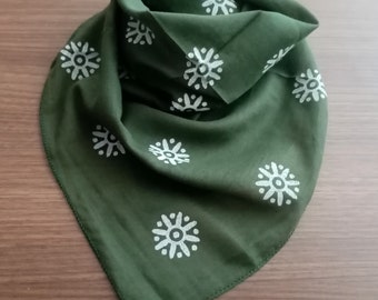 Olive Green cotton bandana for men and women, dark Green neck scarf, boho Green accessories, best holiday gifts, gift for him, surgical cap