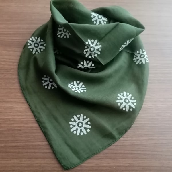 Olive Green cotton bandana for men and women, dark Green neck scarf, boho Green accessories, best holiday gifts, gift for him, surgical cap
