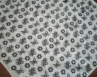 White Paisley Cotton Bandana for Women, Boho Hair Scarf, Spring Accessory,