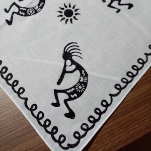 Kokopelli bandana, Southwest scarf, mythologic gift,native American,ancient mythology, boho chic vibes image 1