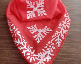 Red cotton scarf, gift for her, unique holiday gift,best gift for women, hostess neck scarf, boho hostess gift, Easter , Red bandana