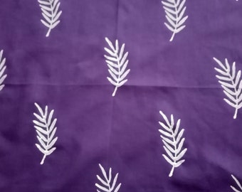 Purple leaf bandana, purple small cotton scarf, handprint neckerchief,