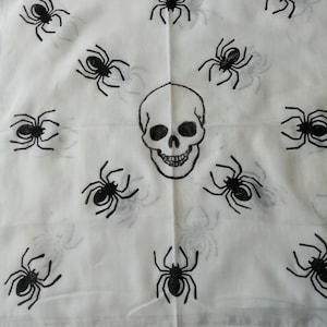 Halloween bandana, scary accessories, white Black unique bandanas, spider decor, skull headband, halloween unique, cotton block print scarf