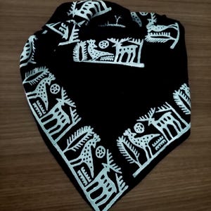 Ethnic cotton bandana, Anatolian scarf, Hittite pattern, Unique design, white headbands, deer print, gift for Teacher, Women’s Day image 1