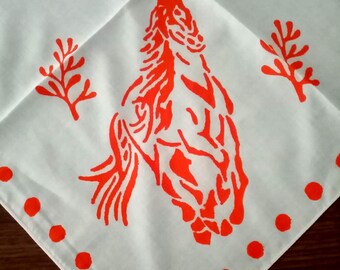 Custom color horse print bandana, western cowboy neck scarf, cowboy bandana, cowgirl scarf, made to order, western bandana, gift for cowgirl