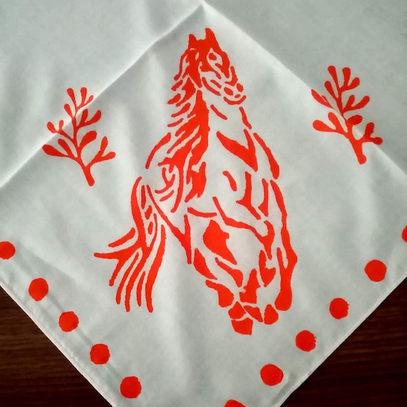 Custom color horse print bandana, western cowboy neck scarf, cowboy bandana, cowgirl scarf, made to order, western bandana, gift for cowgirl