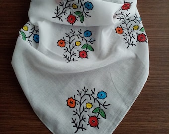 Boho floral cotton bandana, pastel spring scarf, cottagecore style, summer hair accessories,  gift