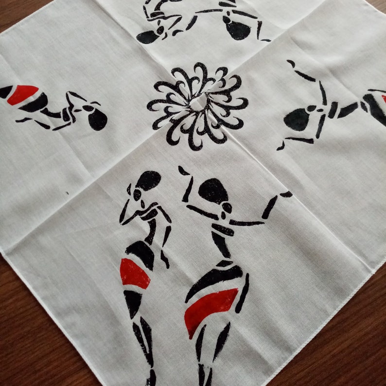 African women bandana, African dancers, gift for her, unique bandanas, Block print scarf, festival fashion, birthday gifts, trend bandana image 1