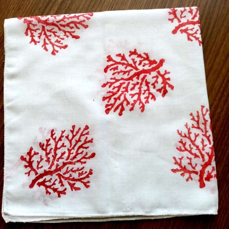 Cotton Red coral bandana, hippie headbands, woman accessories, unisex hair scarf, image 4