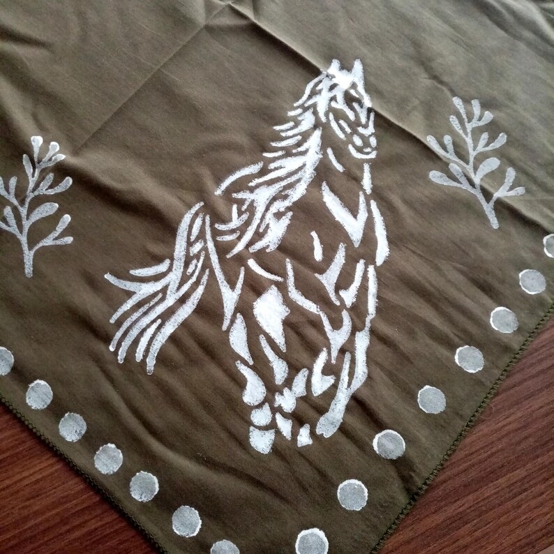 Custom color horse print bandana, western cowboy neck scarf, cowboy bandana, cowgirl scarf, made to order, western bandana, gift for cowgirl image 7