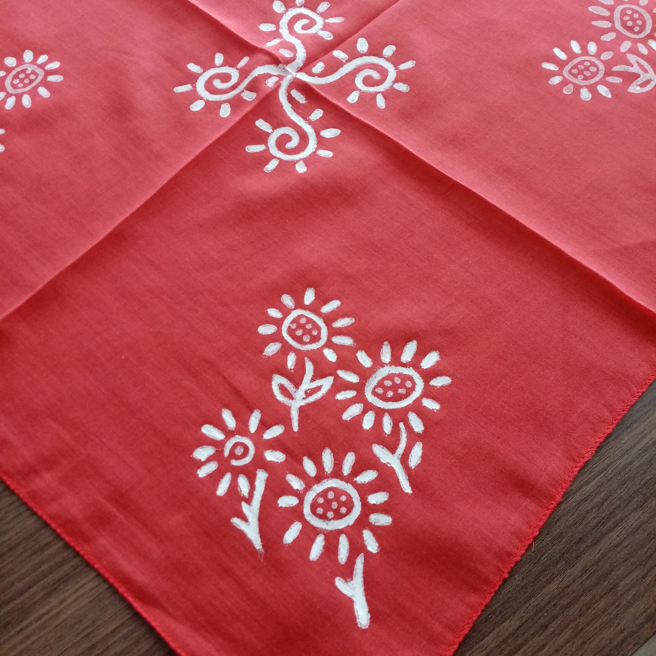 Red - Handmade Cotton Bandana 02