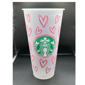 Fully Wrapped Heart Cup, Reusable 24 oz Cold Cup, Valentines Day Venti Cup, Gifts For Her, Love, Custom, Personalized, Cute,