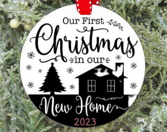 Our First Christmas In Our New Home Ornament ~ Double Sided Ornament ~ Ceramic ~ Custom ~ Gift Ideas ~ New House ~ Homeowners ~ Personalized