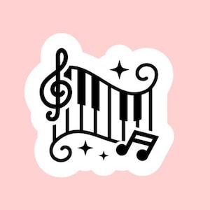 Music Sticker ~ Waterproof ~ Laptop ~ Water Bottle ~ Decal ~ Gift Ideas ~ Piano Keys ~ Music Notes ~ Musical ~ Vinyl Sticker