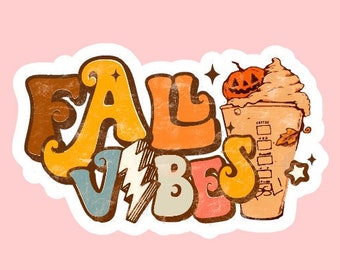 Fall Vibes Sticker ~ Waterproof ~ Retro ~ Pumpkin Season ~ Pumpkin Spice ~ Fall ~ Laptop ~ Decal ~ Water Bottle ~ Notebook ~ Hydroflask