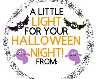 PRINTABLE Light for Halloween Night Gift Tag, Halloween, Glow Sticks, For Students, Teachers, Class