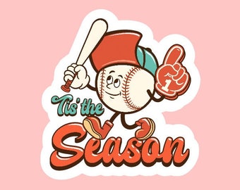 Baseball Sticker ~ Waterproof ~ Tis The Season ~ Retro ~ Vintage ~ Foam Finger ~ Baseball Season ~ Laptop ~ Water Bottle ~ Decal ~ Gift Idea