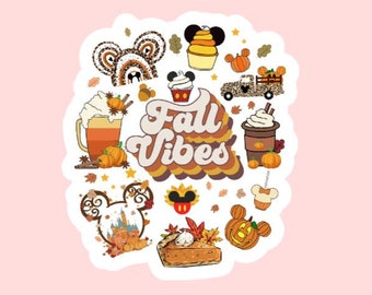 Fall Vibes Sticker ~ Waterproof ~ Laptop ~ Water Bottle ~ Decal ~ Gift Ideas ~ Autumn ~ Halloween ~ Snacks ~ Vacation ~ Trip