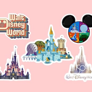 Theme Park Stickers ~ Waterproof ~ Castle ~ 50th Anniversary ~ Vacation ~ Laptop ~ Water Bottles ~ Gifts ~ Decals ~ Family ~ Trip ~ Iconic