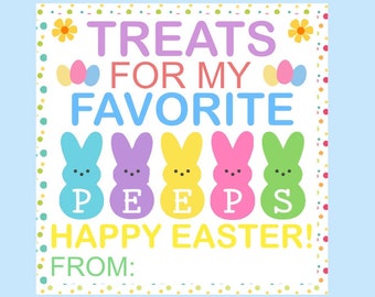 PRINTABLE Easter Gift Tag ~Treats for Favorite Peeps ~ From/For Teachers ~ Students ~ Friends ~ Family ~ Label ~ Instant Download ~ Gifts