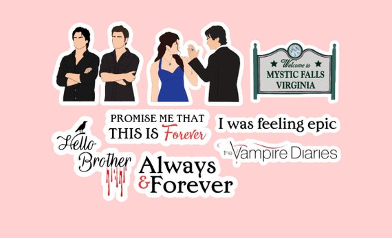 Vampire Diaries Stickers ~ Waterproof ~ Damon ~ Elena ~ Stefan ~ Salvatore  ~ TV Show ~ Laptop Decals ~ Water Bottles ~ Hydroflasks ~ Gifts