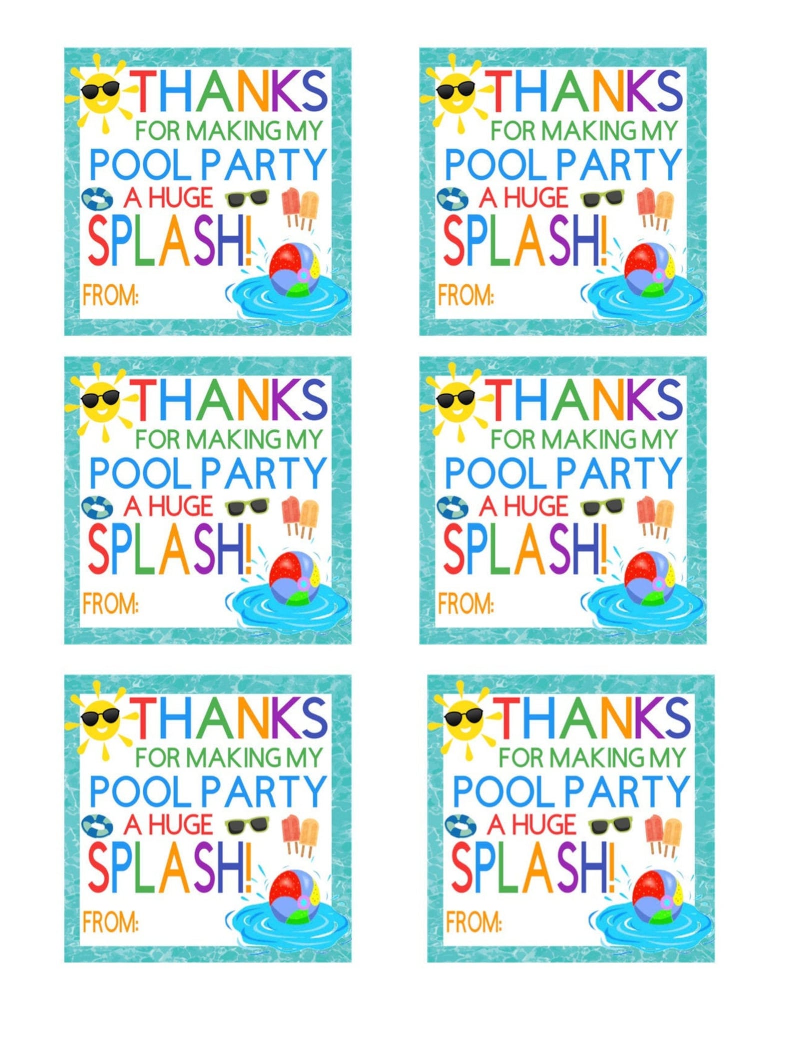 PRINTABLE Pool Party Tags Gift Tags Swim Tags Favor Tags - Etsy