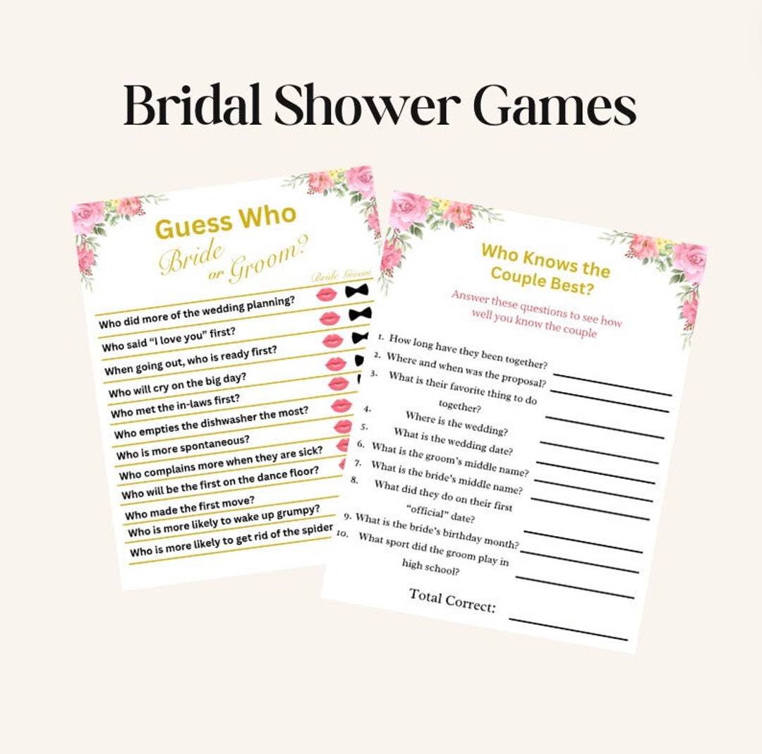 Floral Bridal Shower Games ~ Printable Bridal Shower Games ~ Pink