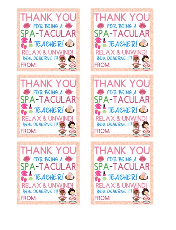 PRINTABLE Spa-tacular Teacher Gift Tag Teacher Appreciation - Etsy