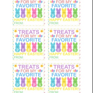 PRINTABLE Easter Gift Tag Treats for Favorite Peeps From/For Teachers Students Friends Family Label Instant Download Gifts image 3