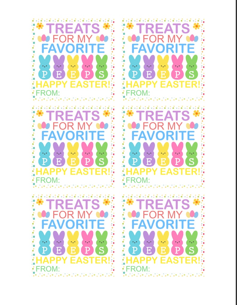 PRINTABLE Easter Gift Tag Treats for Favorite Peeps From/For Teachers Students Friends Family Label Instant Download Gifts image 3