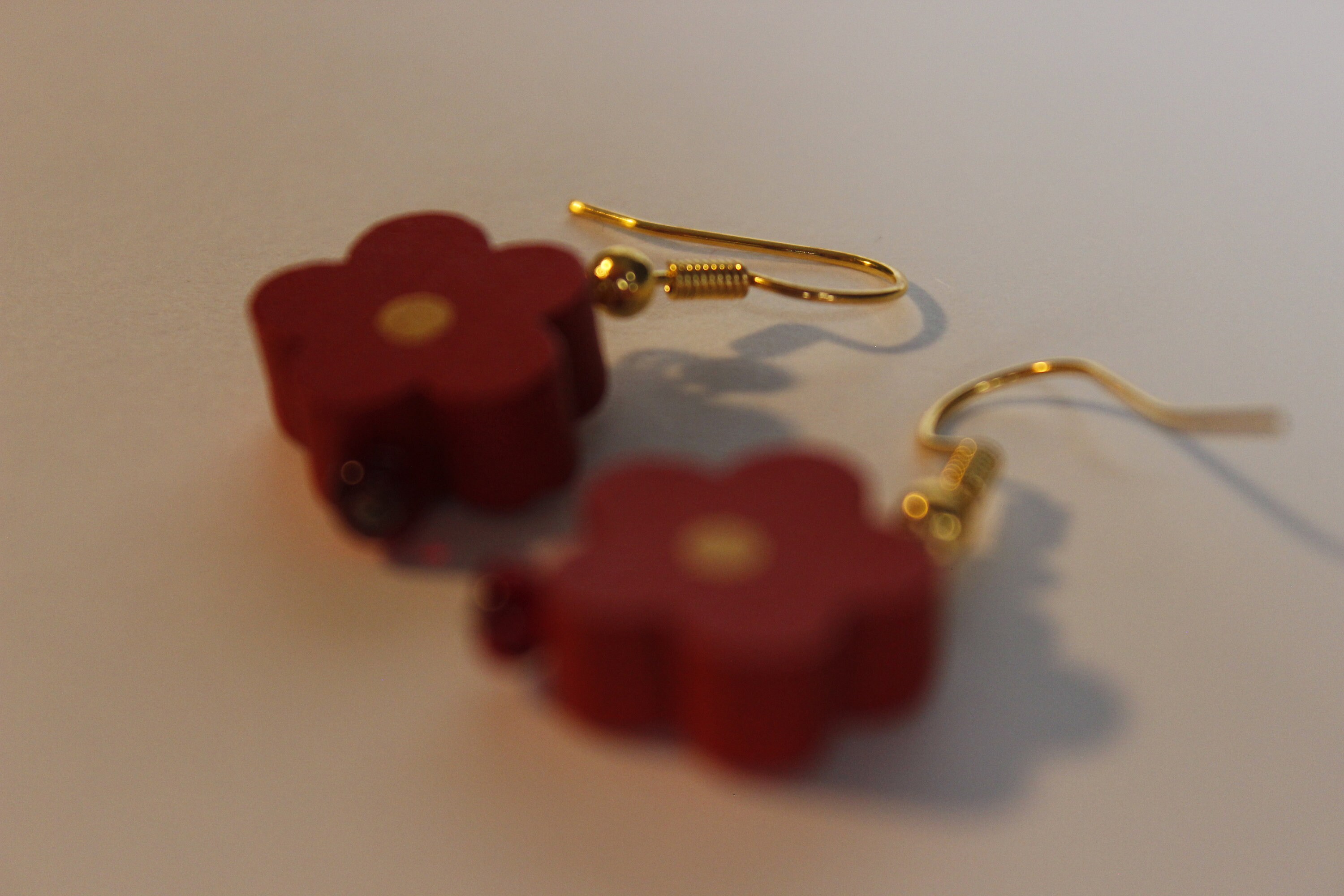 Handmade wooden flower earrings Etsy