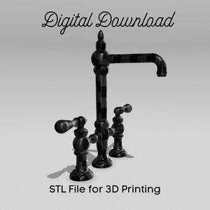 STL File - Miniature Traditional Farmhouse Faucet | 3D Resin Print File Dollhouse Kitchen Faucet | Rustic Primitive | Resin Print