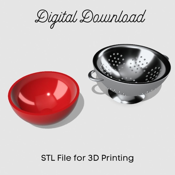 STL File - Dollhouse Miniature Colander and Bowl | 1:12 Scale STL 3d RESIN Print File | Mini Kitchen Decor | Scene Staging