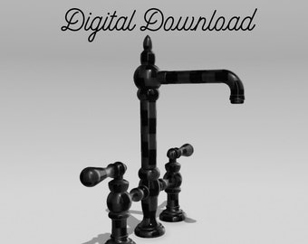 STL File - Miniature Traditional Farmhouse Faucet | 3D Resin Print File Dollhouse Kitchen Faucet | Rustic Primitive | Resin Print